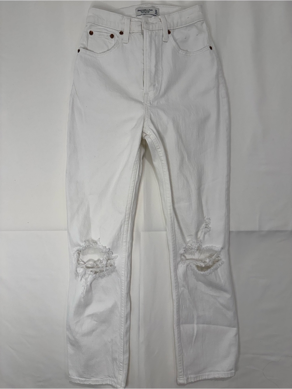 Abercrombie & Fitch White Ripped Jeans Size 24 Curve Love Ultra High Rise